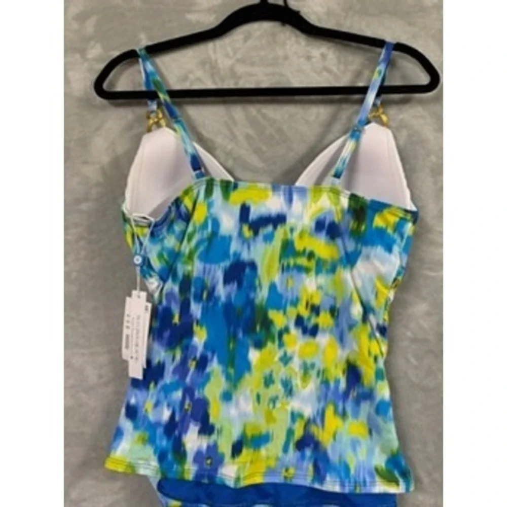 Bleu by Rod Beattie Life's A Beach Tankini Top & Sarong Hipster Bikini Bottoms 8